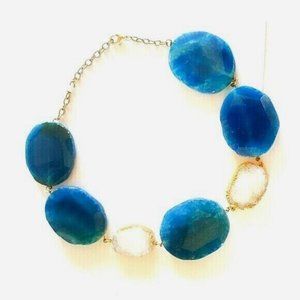 Designer Multi Stone Blue Howlite Quartz Statement Necklace NEW